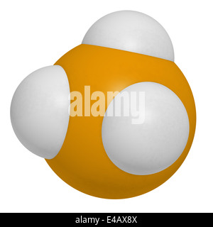 Phosphin (Phosphane, PH3) Molekül. Als Reagenzien in der Chemie und als Räuchermittel in der Landwirtschaft verwendet. Stockfoto