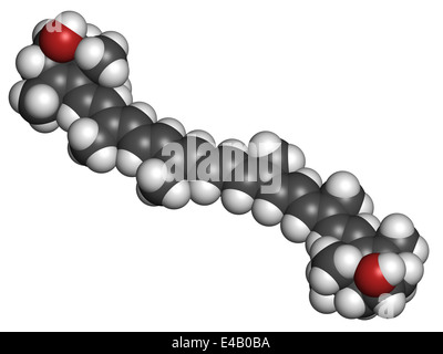 Zeaxanthin Gelbpigment Molekül. Verantwortlich für die Farbe der Paprika, Mais, Safran. Stockfoto