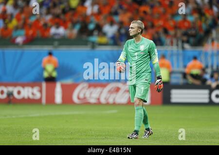 Salvador da Bahia, Brasilien. 5. Juli 2014. Jasper Cillessen (NED) Fußball: FIFA-Weltmeisterschaft Brasilien 2014 im Viertelfinale match zwischen Niederlande 0(4-3) 0 Costa Rica Arena Fonte Nova-Stadion in Salvador da Bahia, Brasilien. Bildnachweis: AFLO/Alamy Live-Nachrichten Stockfoto