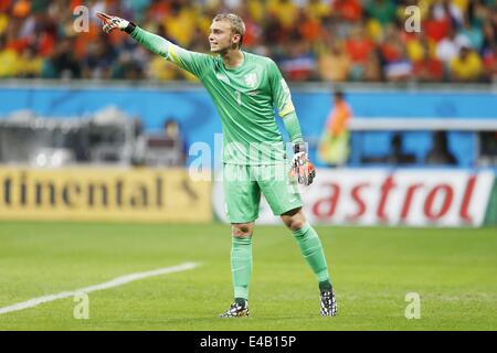 Salvador da Bahia, Brasilien. 5. Juli 2014. Jasper Cillessen (NED) Fußball: FIFA-Weltmeisterschaft Brasilien 2014 im Viertelfinale match zwischen Niederlande 0(4-3) 0 Costa Rica Arena Fonte Nova-Stadion in Salvador da Bahia, Brasilien. Bildnachweis: AFLO/Alamy Live-Nachrichten Stockfoto