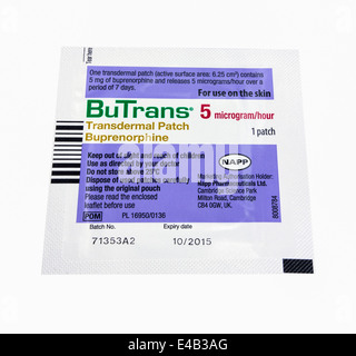 Buprenorphin langsam loslassen Pain Relief patch Stockfoto