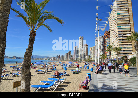 Strandpromenade Esplanade, Playa de Levante, Benidorm, Costa Blanca, Provinz Alicante, Königreich Spanien Stockfoto