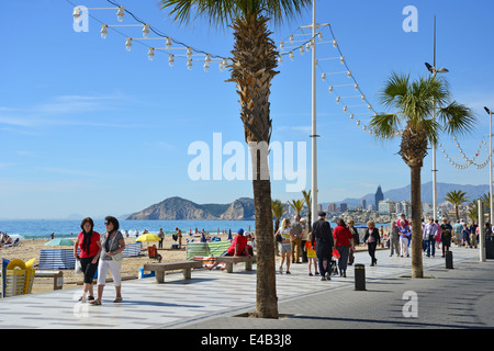 Strandpromenade Esplanade, Playa de Levante, Benidorm, Costa Blanca, Provinz Alicante, Königreich Spanien Stockfoto