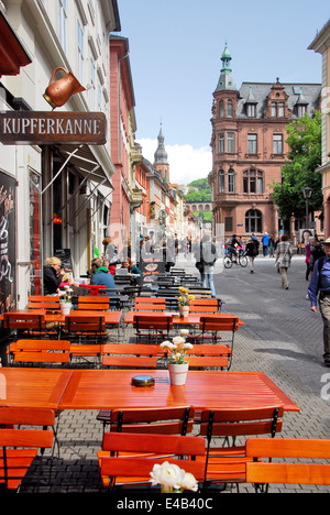 Die "unteren Straße" (untere Straße) in der Altstadt in Heidelberg, Deutschland Stockfoto