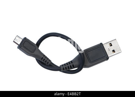 USB-Kabel auf weißem Hintergrund. Stockfoto