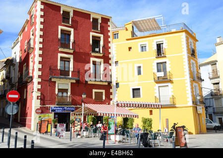 Restaurant am Meer, Costa Blanca, Provinz Alicante, Villajoyosa (La Vila Joiosa), Königreich Spanien Stockfoto