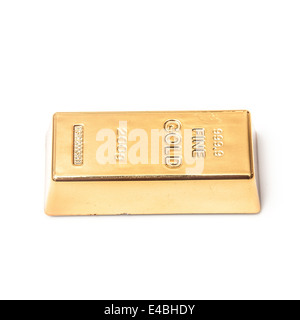 200 Gramm gold Bar oder Barren in einer mans Hand isoliert ...