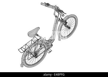 Mountainbike Fahrrad 3D Modell, Karosseriestruktur, Drahtmodell Stockfoto