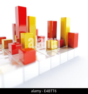 Abstrakt weiß gelb und rot metallic Würfel Stockfoto