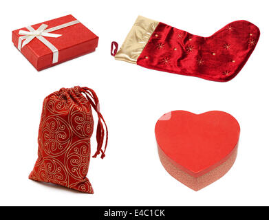 Collage Cristmas Geschenk auf weißem Hintergrund Stockfoto