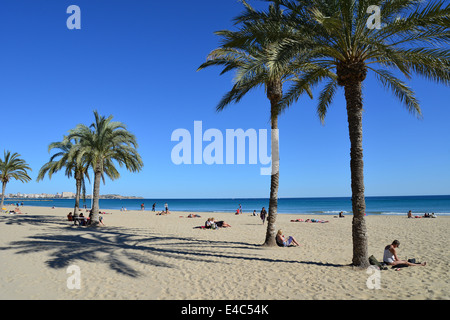 Playa del Postiguet, Alicante, Costa Blanca, Provinz Alicante, Königreich von Spanien Stockfoto