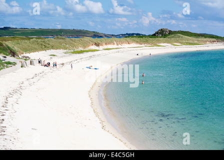 Appletree Bay Beach, Tresco Isles of Scilly Cornwall England. Stockfoto