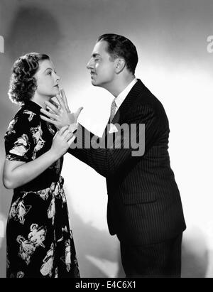 Myrna Loy, William Powell, am Set des Films, "Doppelte Hochzeit", 1937 Stockfoto