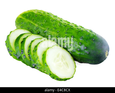 Gurke auf weißem Hintergrund isolieren closeup Stockfoto