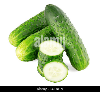 Gurke auf weißem Hintergrund isolieren closeup Stockfoto