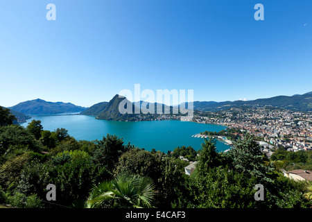 Lago di Lugano, Panoramablick von der Spitze, Schweiz Stockfoto