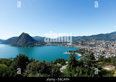 Lago di Lugano, Panoramablick von der Spitze, Schweiz Stockfoto