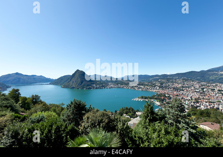 Lago di Lugano, Panoramablick von der Spitze, Schweiz Stockfoto