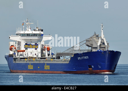 Selbst entladen Bulkcarrier Splittnes eingehende Kieler Förde Stockfoto