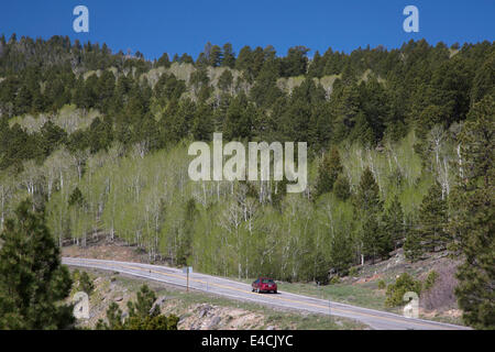 Boulder, Utah - Utah Scenic Byway 12 über Boulder Mountain in Dixie National Forest. Stockfoto