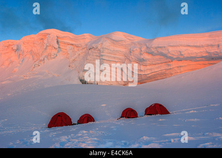 Basislager Nevado Alpamayo & Nevado Quitaraju Stockfoto