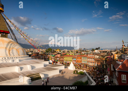 Nepal, Kathmandu, Boudhanath, Geschäfte, um tibetischen Buddhismus die größte stupa Stockfoto