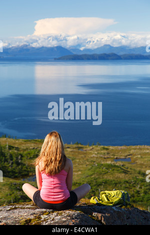 Wandern auf der Insel der Ritter, Prinz-William-Sund, Chugach National Forest, Alaska Stockfoto