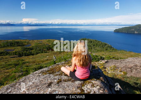 Wandern auf der Insel der Ritter, Prinz-William-Sund, Chugach National Forest, Alaska Stockfoto