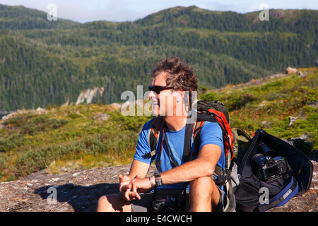 Wandern auf der Insel der Ritter, Prinz-William-Sund, Chugach National Forest, Alaska Stockfoto