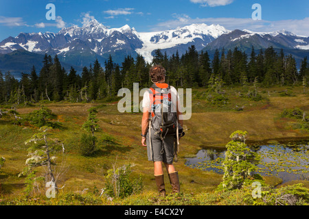 Wandern, Prince William Sound, Alaska Chugach National Forest. Stockfoto