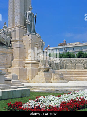 Detail des Denkmals für die Verfassung von 1812 in Plaza De Espana, Cadiz, Spanien Stockfoto