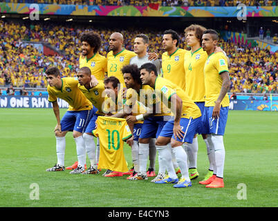 Estadio Mineirão, Belo Horizonte, Brasilien. 8. Juli 2014. FIFA World Cup 2014 Halbfinale Fußballspiel zwischen Brasilien und Deutschland im Estadio Mineirão. Brasil Team Gruppe Photo Credit: Action Plus Sport/Alamy Live News Stockfoto