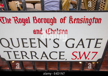 Queens Gate Terrasse, eine exklusive Adresse für sehr teure Häuser in SW7, London, UK. Stockfoto