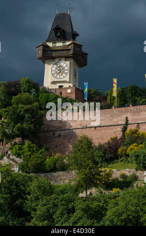 Uhrturm am Schlossberg Hügel, Graz, Steiermark, Österreich Stockfoto