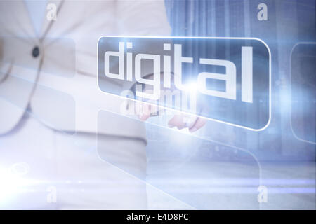 Geschäftsfrau auf Wort digital Stockfoto