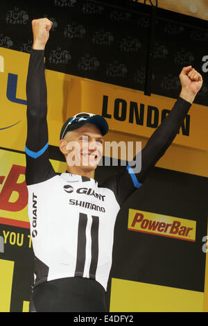 Deutschen Marcel Kittel Team Giant-Shimano gewinnt Etappe drei Cambridge nach London in 2014 Tour De France Stockfoto