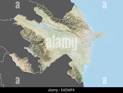 Aserbaidschan, Reliefkarte mit Rand und Maske Stockfoto