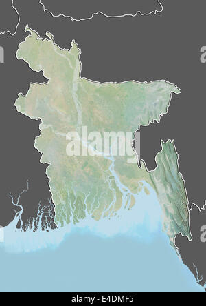 Bangladesch, Reliefkarte mit Rand und Maske Stockfoto