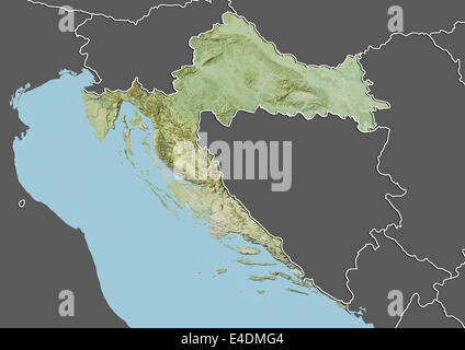Kroatien, Reliefkarte mit Rand und Maske Stockfoto