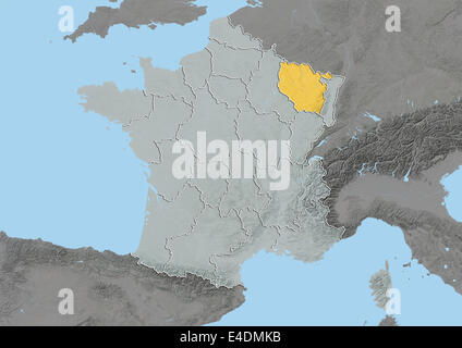 Region Lothringen, Frankreich, Reliefkarte Stockfoto
