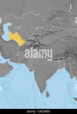 Turkmenistan, Reliefkarte Stockfoto