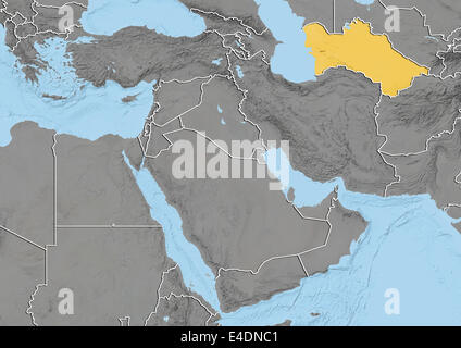 Turkmenistan, Reliefkarte Stockfoto