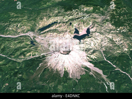 Mount St. Helens In 3D, Südblick, Washington State, Usa. Mount St.-Helens, USA, Echtfarben-Satellitenbild. Südansicht des Mount Stockfoto