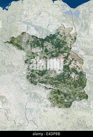 Zustand von Brandenburg, Deutschland, Echtfarben-Satellitenbild Stockfoto