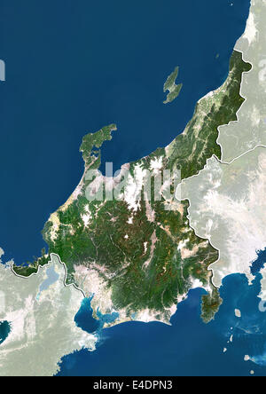 Region Chubu, Japan, Echtfarben-Satellitenbild Stockfoto