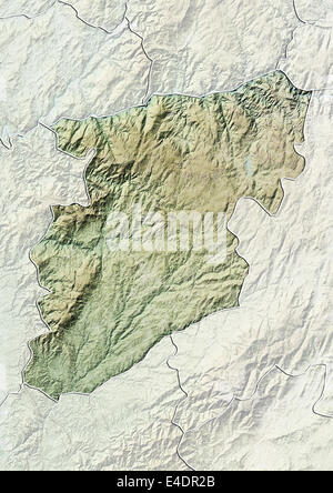 Reliefkarte von Bezirk von Viseu, Portugal, Stockfoto