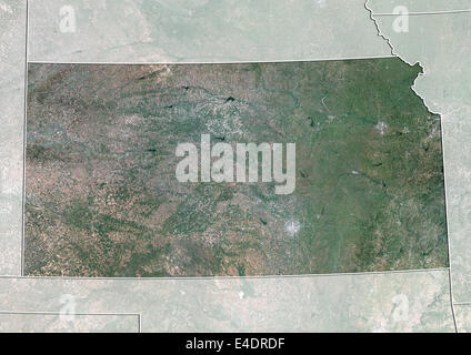 Bundesstaat Kansas, Vereinigte Staaten, Echtfarben-Satellitenbild Stockfoto