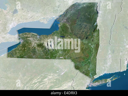 State of New York, Vereinigte Staaten, Echtfarben-Satellitenbild Stockfoto