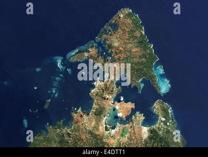 Diego Suarez (Antsiranana), Madagaskar, Echtfarben-Satellitenbild. Antsiranana (ehemals Diego Suarez), Madagaskar. Wahre colou Stockfoto