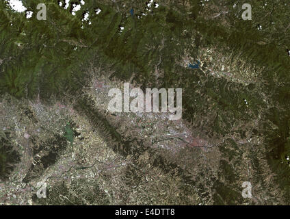 Florenz, Italien, Echtfarben-Satellitenbild. Florenz, Italien. Echtfarben-Satellitenbild der Stadt Florenz, aufgenommen am 20 Stockfoto